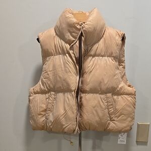 Cropped Tan Puffer Vest
